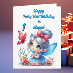 Fairy First Photo Girly Barns födelsedag Hälsning Kort