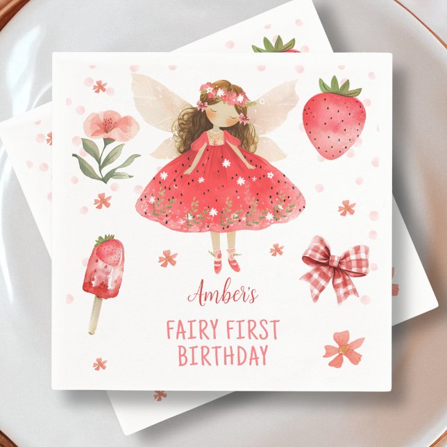 Fairy First Strawberry Fairy Birthday Pappersservett (Skapare uppladdad)