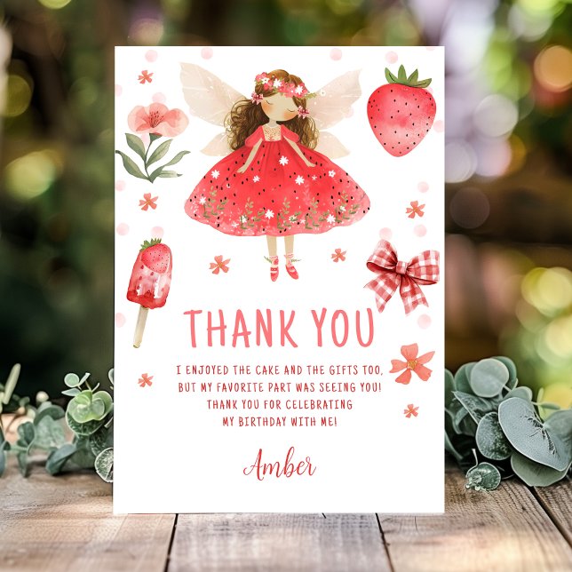 Fairy First Strawberry Fairy Birthday Tack Kort (Skapare uppladdad)