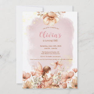 Fairy First Theme Girl's 1st Birthday Party Anpass Inbjudningar