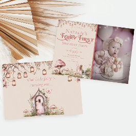 Fairy First Theme Girl's 1st Birthday Party Anpass Inbjudningar