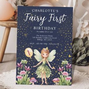 Fairy First Whimsical 1:a födelsedagen Party Inbjudningar