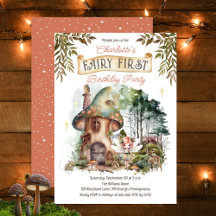 Fairy First Woodland Animals Mushroom 1 Birthday