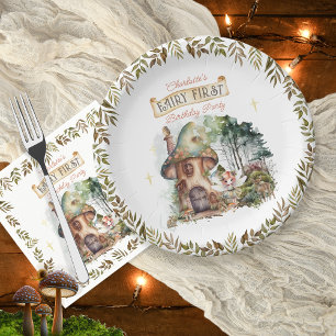 Fairy First Woodland Animals Mushroom 1 Birthday Pappersservett