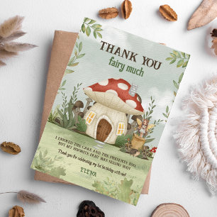 Fairy First Woodland Mushroom 1:a födelsedagen Tack Kort