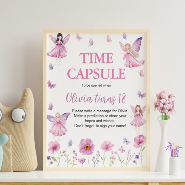 Fairy Floral Butterfly Birthday Party Time Capsule Poster (Skapare uppladdad)