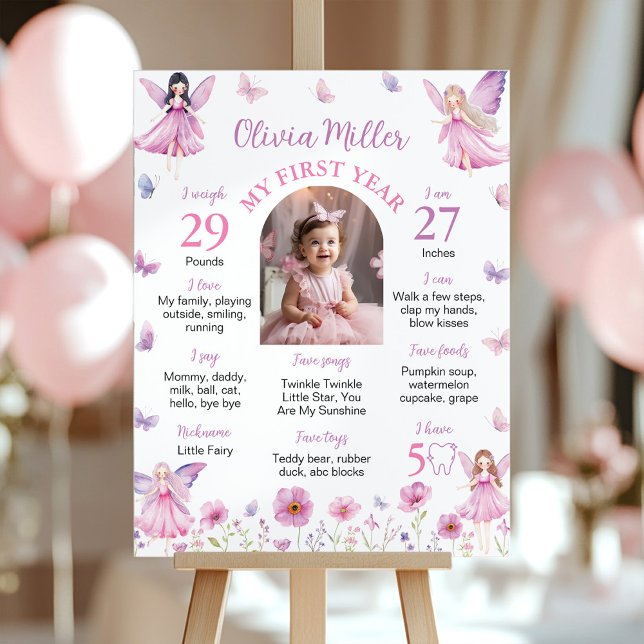 Fairy Floral Butterfly First Year Photo Milestone Poster (Skapare uppladdad)
