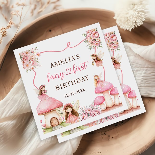 Fairy Floral Girls 1st Birthday Party Pappersservett (Skapare uppladdad)
