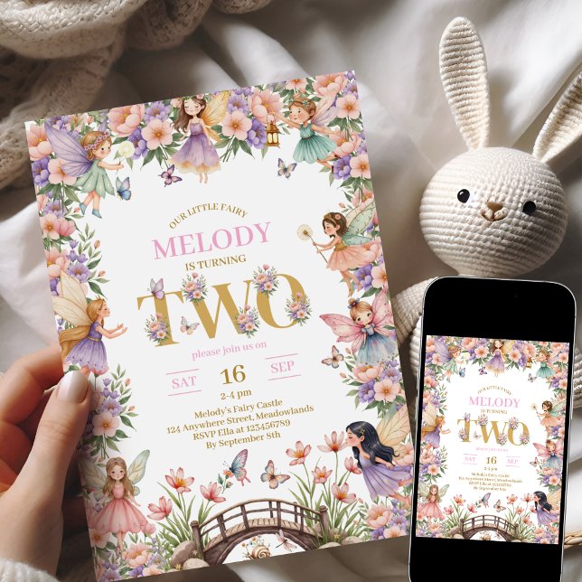 Fairy flower 2nd birthday Invitation Inbjudningar (Skapare uppladdad)