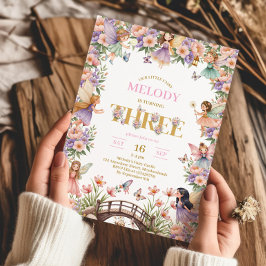 Fairy flower 3rd birthday Invitation Inbjudningar