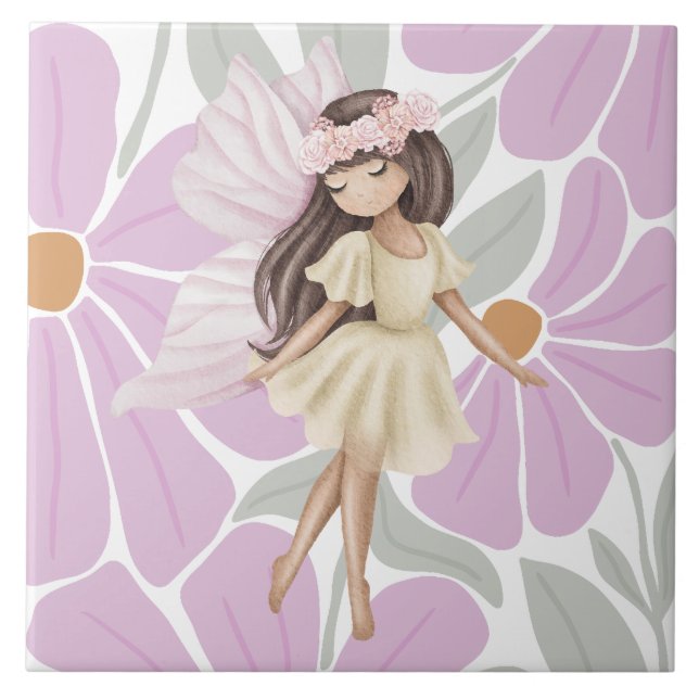 Fairy Flowers Girls Kakelplatta (Framsidan)