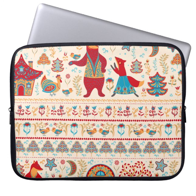 Fairy Forest Animals: Beige Background Laptop Fodral (Framsidan)