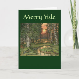 "Fairy Forest at Sunset" - Merry Yule-kort Helgkort