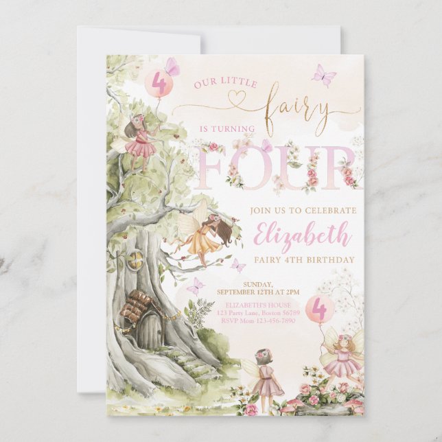 Fairy Forest Girl Birthday Magic Inbjudningar (Framsida)