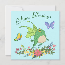 Fairy Frog Beltane Blessings Wicca Sabbat Julkort