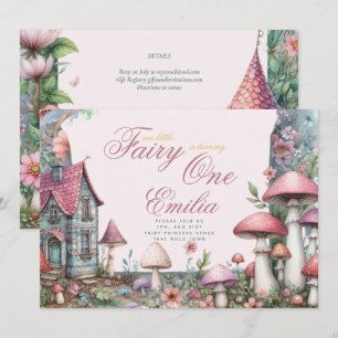 Fairy Garden 1st Birthday eller EDIT AGE Teal Guld Inbjudningar