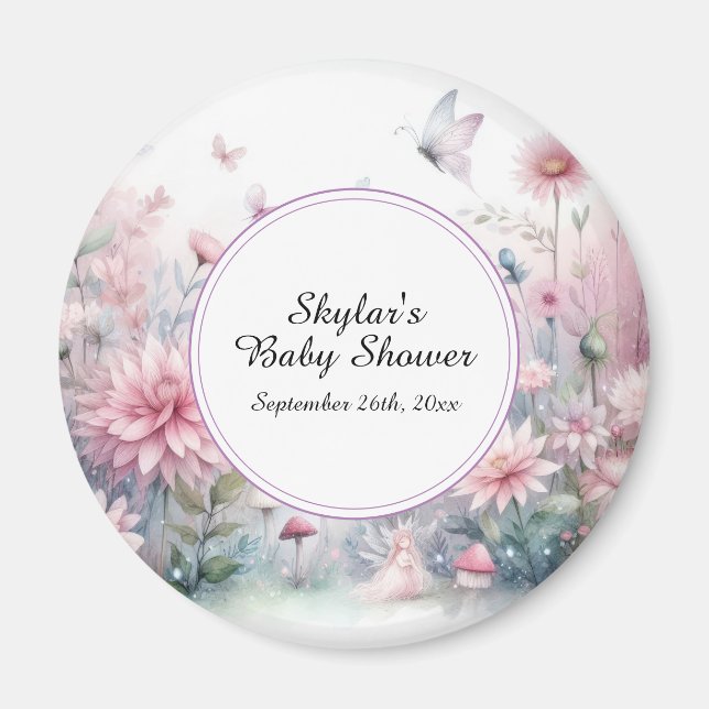Fairy Garden Baby Shower Magnet (Framsidan)