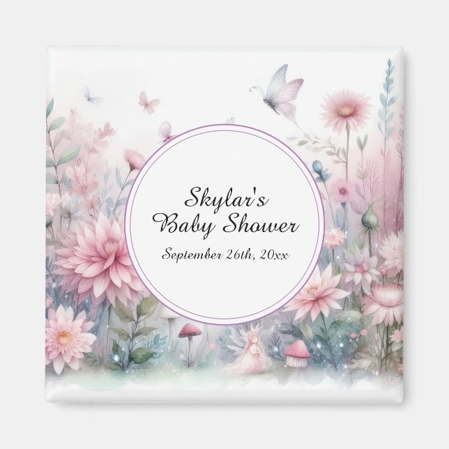 Fairy Garden Baby Shower Magnet (Framsidan)
