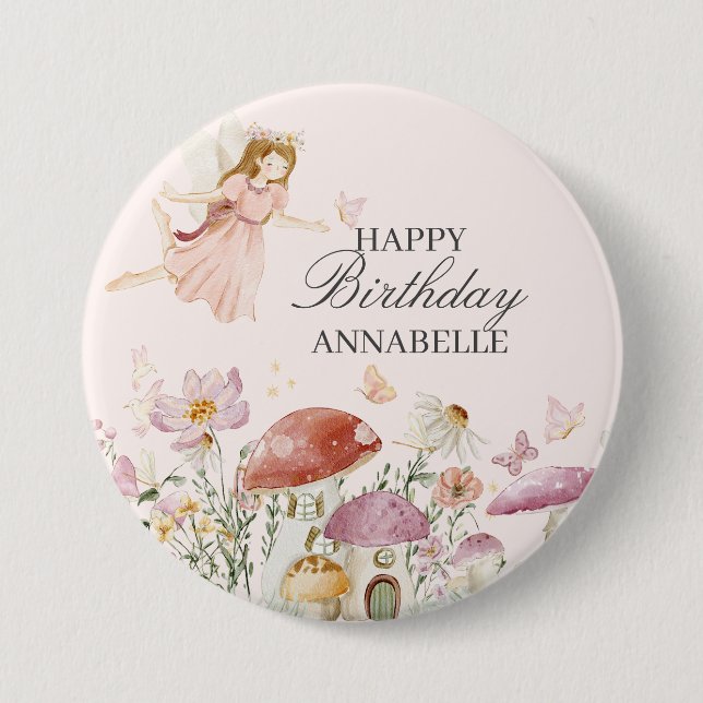 Fairy Garden Birthday Balloon Party Decor Favor Knapp (Framsida)