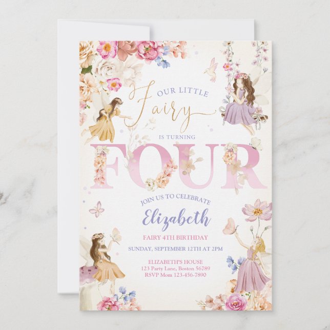 Fairy Garden Birthday Inbjudningar (Framsida)