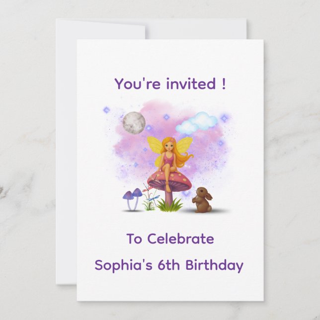 Fairy Garden Birthday Invitation Inbjudningar (Framsida)