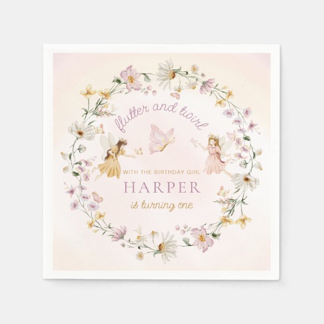 Fairy Garden Birthday Pappersservett (Framsidan)
