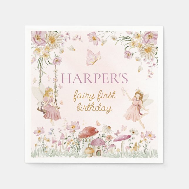 Fairy Garden Birthday Pappersservett (Framsidan)