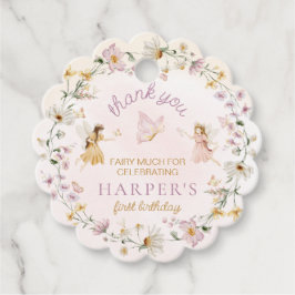 Fairy Garden Birthday Tack Scalloped Gåvor Etiketter