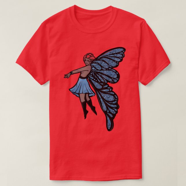 Fairy Garden Blåa blommor Art T Shirt (Design framsida)