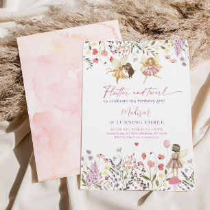 Fairy Garden Boho Wildblomdag Inbjudningar