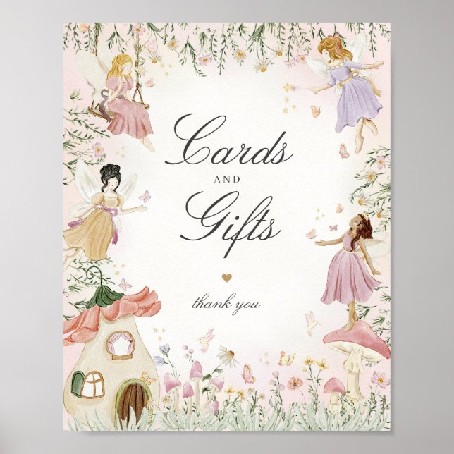 Fairy Garden Cards and Gifts Birthday Party Sign Poster (Framsidan)