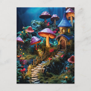 Fairy Garden Cottage Magic Enchanted Forest Vykort