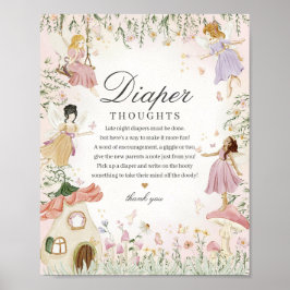 Fairy Garden Diaper Thoughts Whimsical Baby Shower Poster