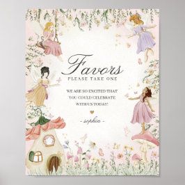 Fairy Garden Favors Whimsical Birthday Party Sign Poster