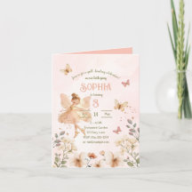 Fairy Garden Girl Birthday Inbjudningskort