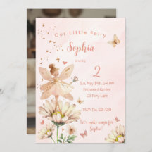 Fairy Garden Girl Photo Birthday-inbjudan