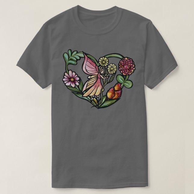 Fairy Garden Heart Art Älvor  T Shirt (Design framsida)