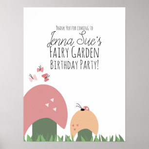 Fairy Garden Mushroom Ladybugs Butterflies Poster