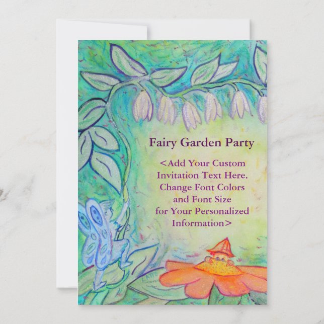 Fairy Garden Party Anpassningsbar Inbjudan eller i (Baksida)