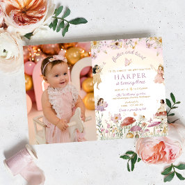 Fairy Garden Photo Födelsedagsfest Inbjudningar