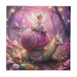 Fairy Garden Snail Kakelplatta<br><div class="desc">A beautiful fairy garden scene with a fairy sitting on a snail</div>