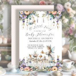 Fairy Garden Tea Party Blommigt Girl Baby Shower Inbjudningar