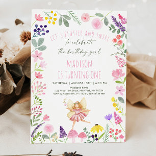Fairy Garden Wildbloms födelsedagsinbjudan Inbjudningar