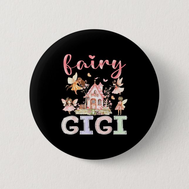 Fairy Gigi Magical Floral Funny Birthday Girl Fair Knapp (Framsida)