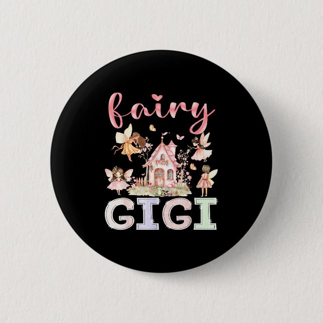Fairy Gigi Magical Floral Funny Birthday Girl Fair Knapp (Framsida)
