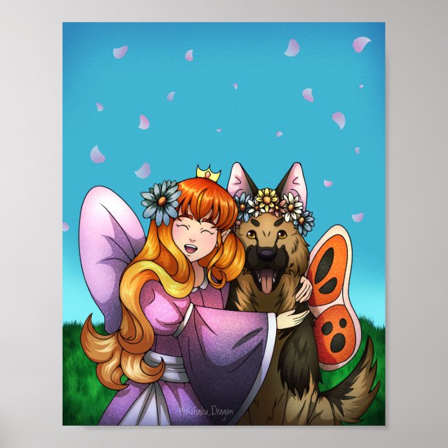 Fairy Girl and Hund Poster (Framsidan)