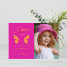 Fairy Girl Birthday minimalist Simple Modern Photo Inbjudningar