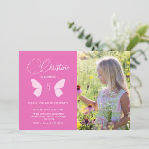 Fairy Girl Birthday minimalist Simple Modern Photo Inbjudningar