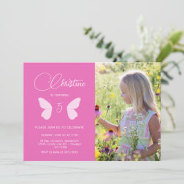 Fairy Girl Birthday minimalist Simple Modern Photo Inbjudningar