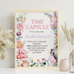 Fairy Girl Birthday Time Capsule Sign Poster